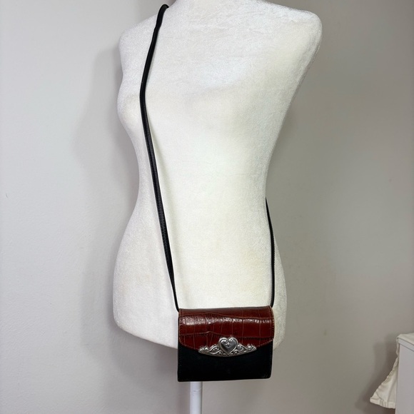 BRIGHTON Vintage ‘96 Crocodile Embossed Leather Wallet Crossbody Removable Strap - Picture 12 of 15